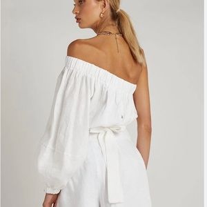 DISSH Hana White Linen One Shoulder Top AUS size 8NWT